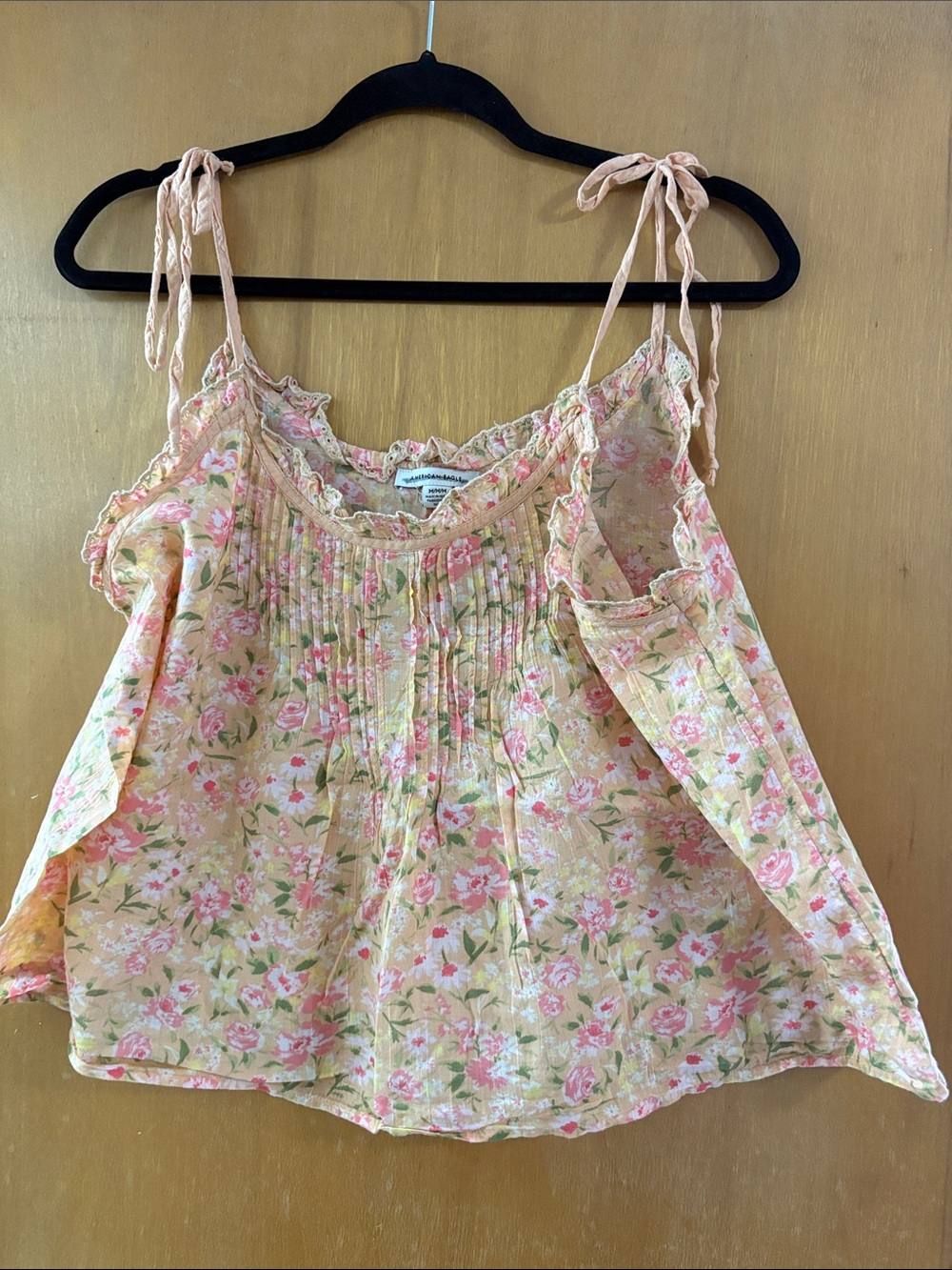 American Eagle Outfitters Floral Tie-Shoulder Cami in Peach and Pink